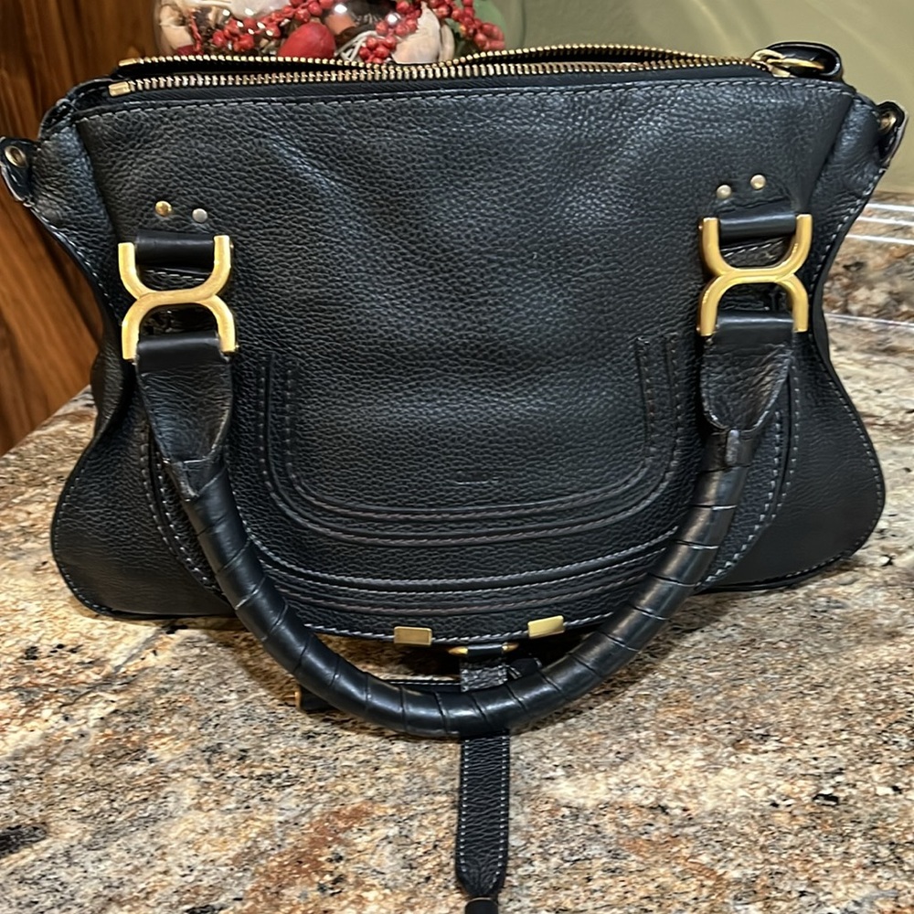 Chloe EUC Marcie Medium Double Carry Satchel Bag in Grained Leather with COA - Picture 12 of 16